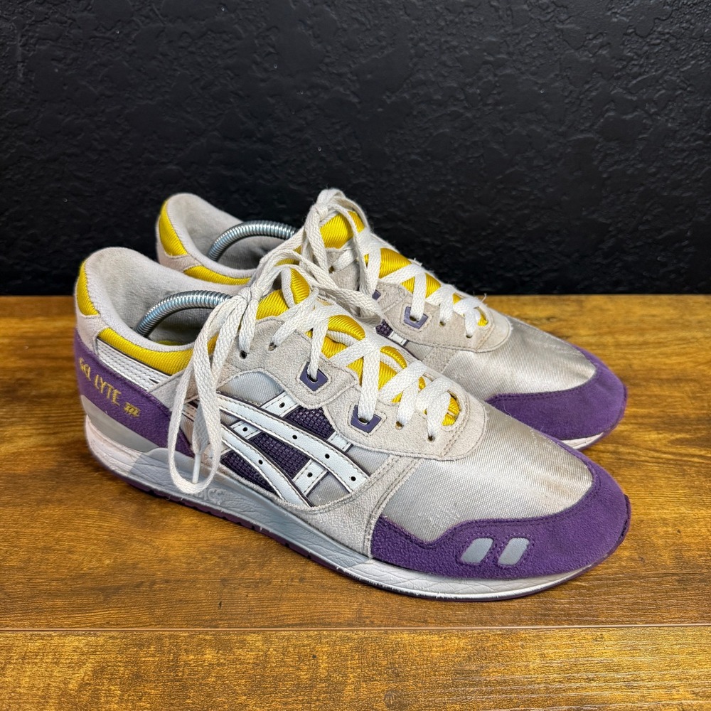 Asics Gel-Lyte III H305N Purple Grey Yellow Suede Sneakers Mens 10.5 US 43.5‎ EU